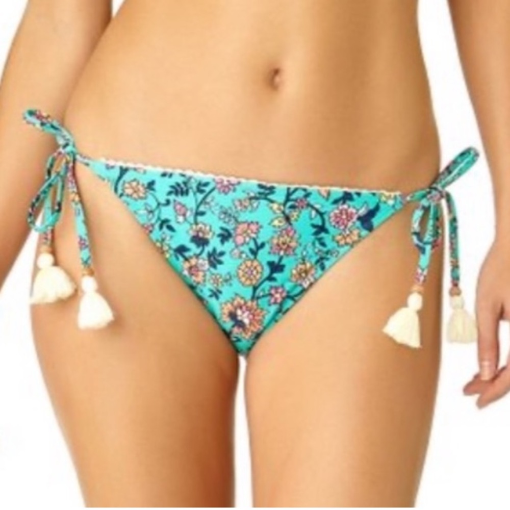 NWT California Sunshine Floral Bikini Bottoms Tassle Side Tie Size Small✨